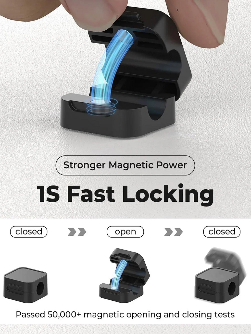 ​Magnetic Cable Clips Adjustable Cord Holder | Adhesive under Desk Mgmt Organizer for Home Office Car Wall Desktop Nightstand​​