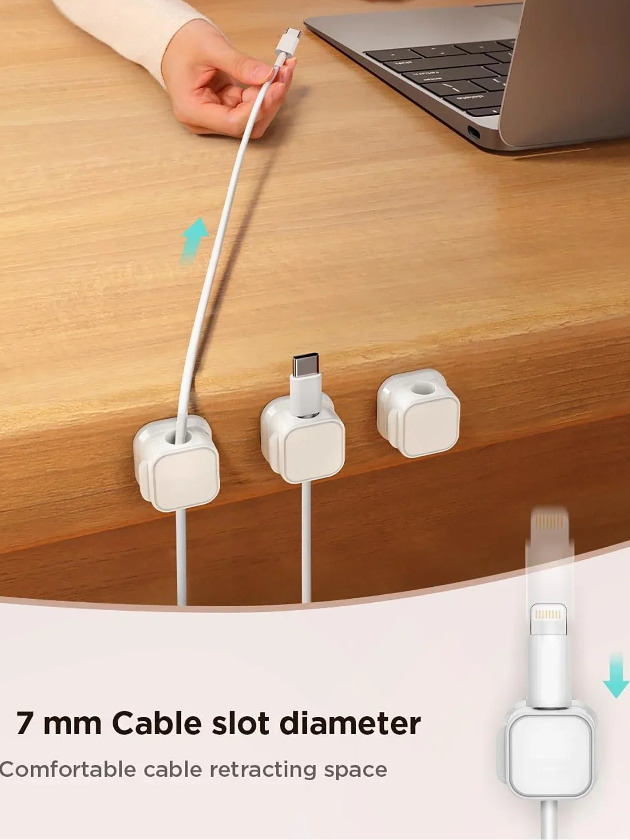 ​Magnetic Cable Clips Adjustable Cord Holder | Adhesive under Desk Mgmt Organizer for Home Office Car Wall Desktop Nightstand​​